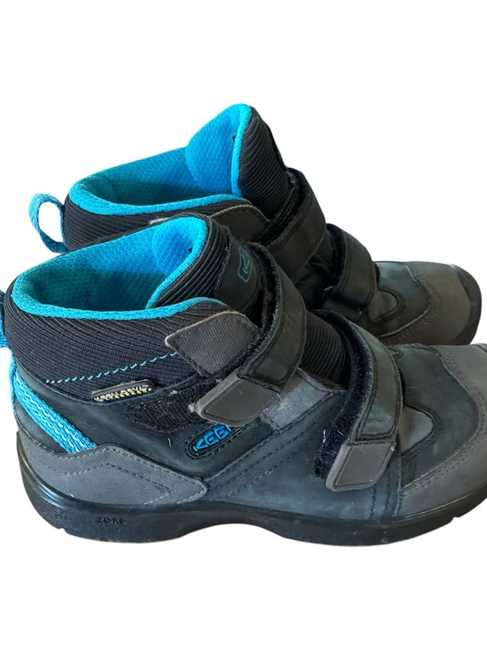 KEEN Kids Black & Teal Waterproof Hook-and-Loop Boots Size 13 Outdoor Gorpcore